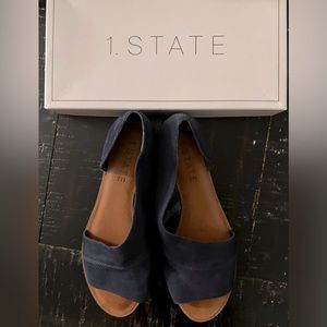 1 State navy suede slides size 10